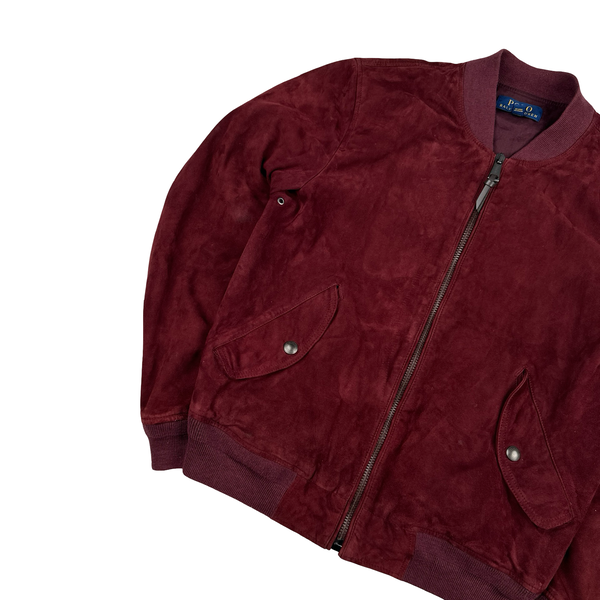 Ralph Lauren Burgundy Heavyweight Suede Jacket - Small