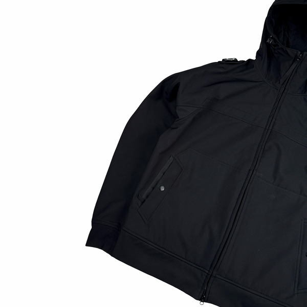 Ma Strum Black Velo Soft Shell 4 Way Nylon Hooded Jacket - XL