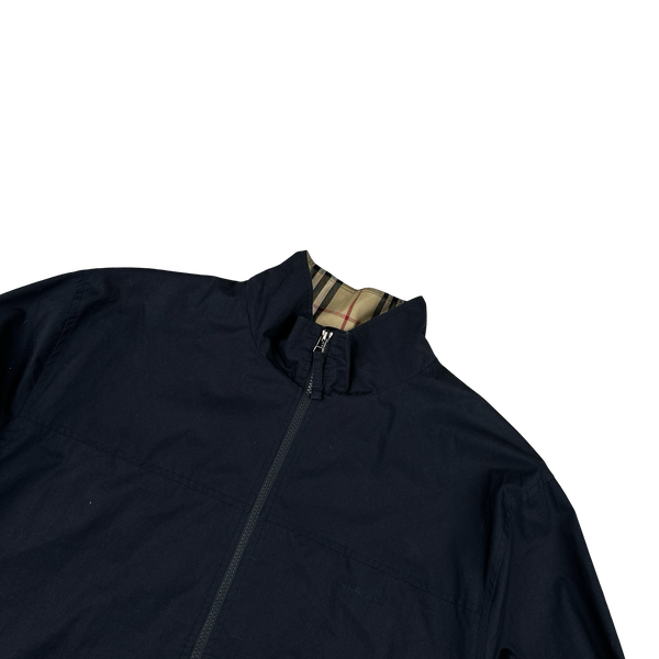 Burberry Navy Nova Check Collar Mesh Lined Track Top Jacket - XL