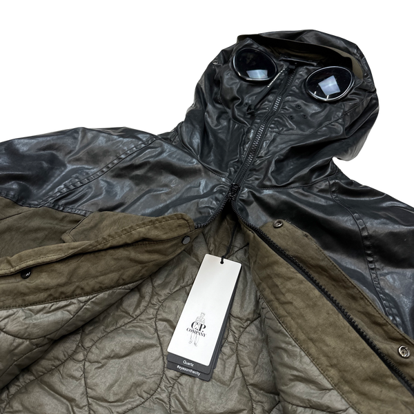 CP Company Brown Quilted Lined Goretex Paneled Goggle Jacket - Medium