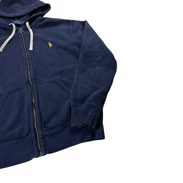 Ralph Lauren Navy Thick Cotton Zipped Hoodie - Small