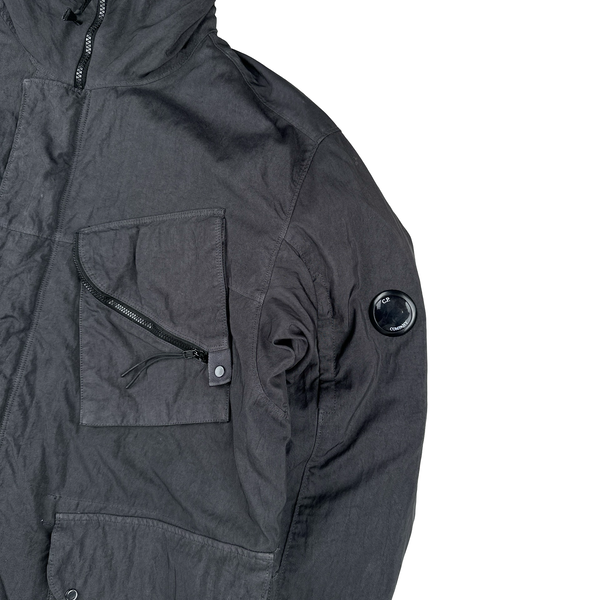 CP Company Grey Quartz Lens Viewer Long Fishtail Jacket - Large