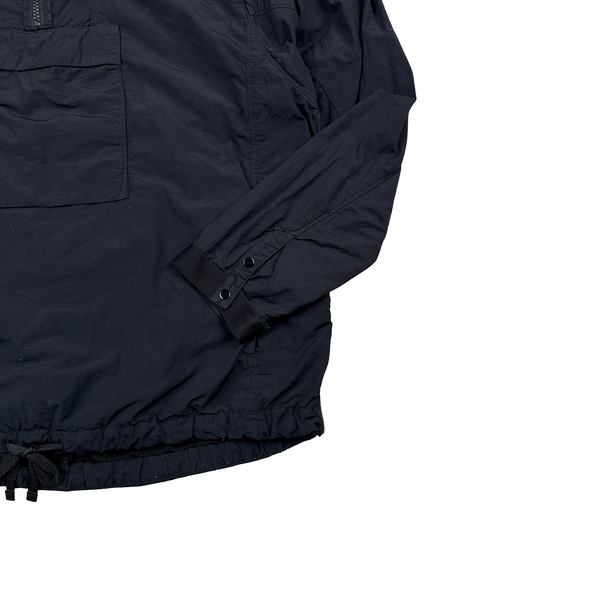 Stone Island 2022 Navy Nylon Quarter Zipped Hooded Smock - Medium