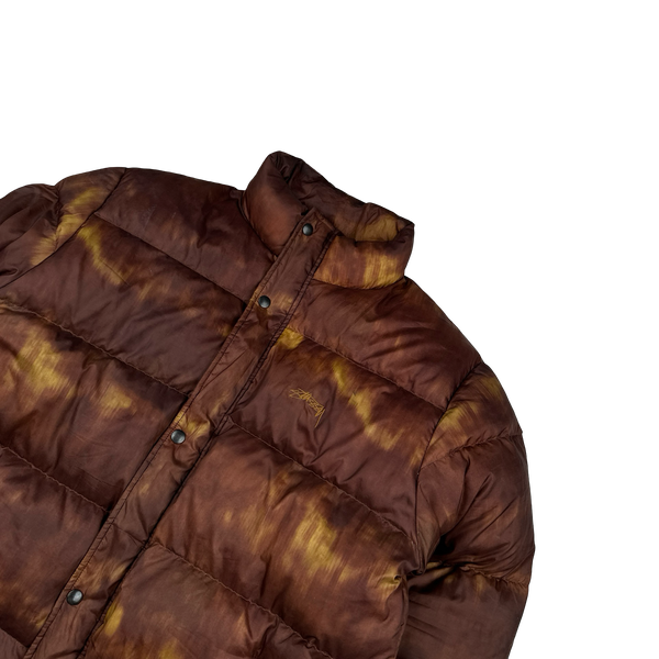 Stussy Tortoise Shell Tie Dye Puffer Jacket - Large