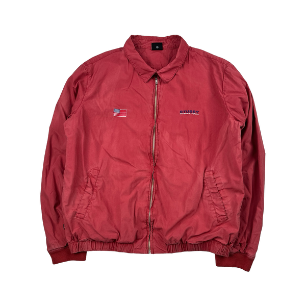 Stussy International Red Collared Bomber Jacket - Large