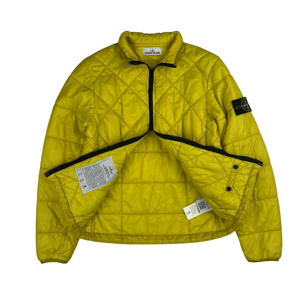 Stone Island 2019 Yellow Garment Dyed Quilted Micro Yarn Bomber Jacket - Small