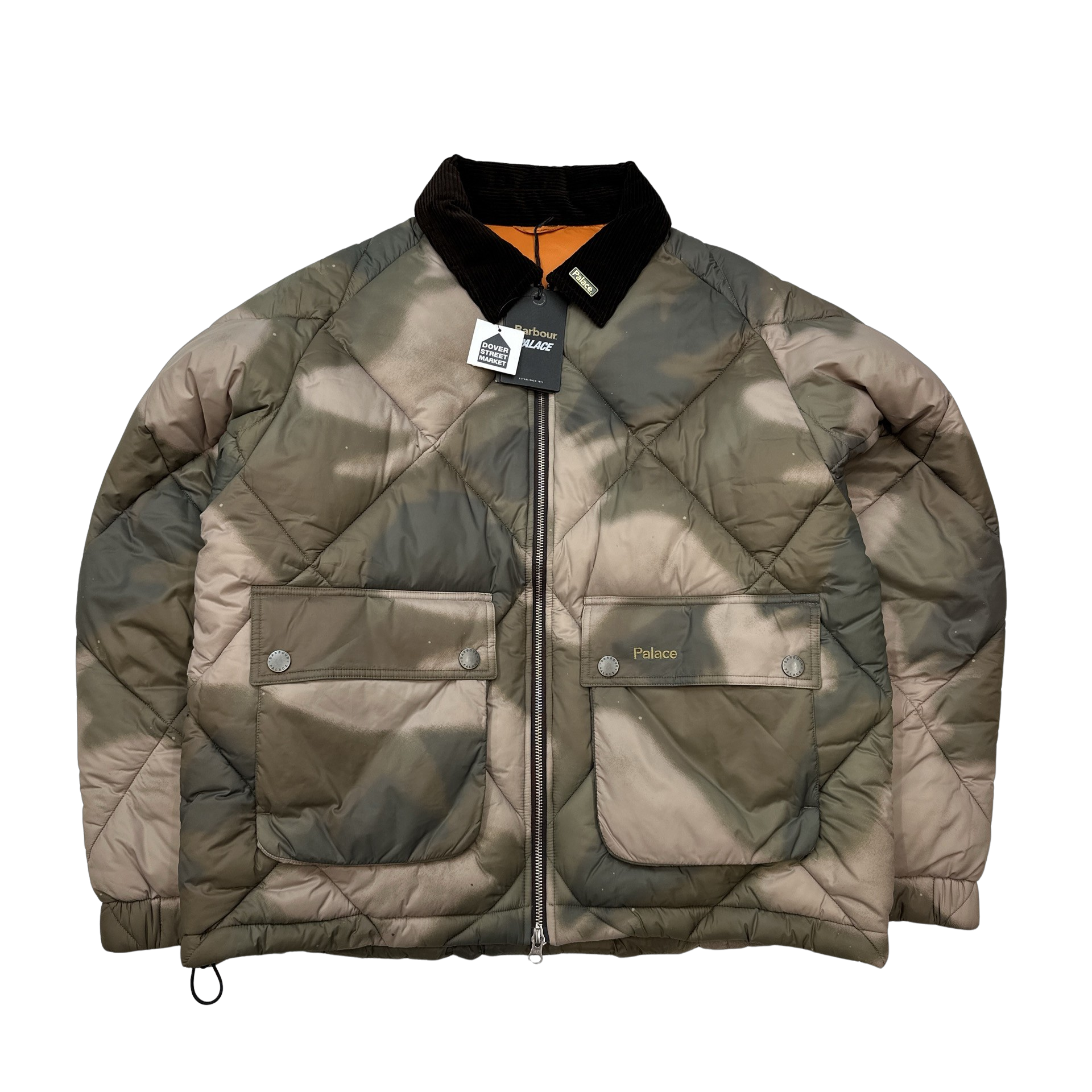 Palace x Barbour Camo Quilted Down Collared Puffer Jacket - Medium 