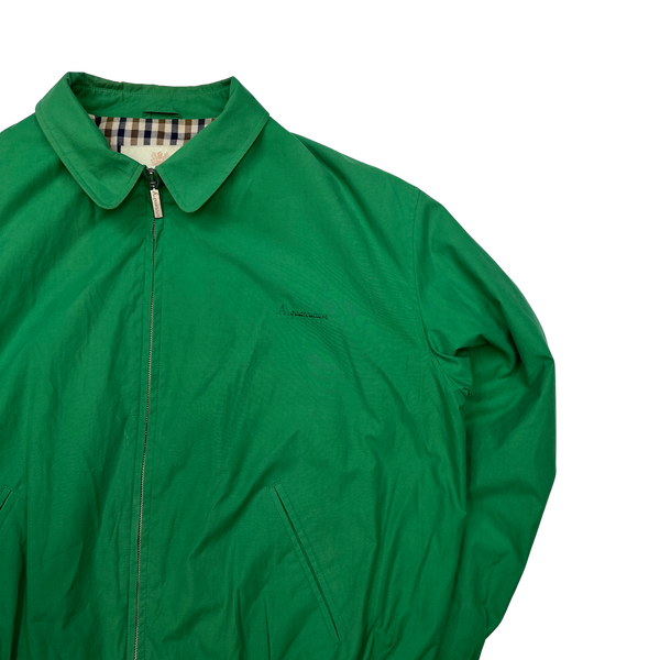 Aquascutum Green Checked Cotton Lined Harrington Jacket - Large