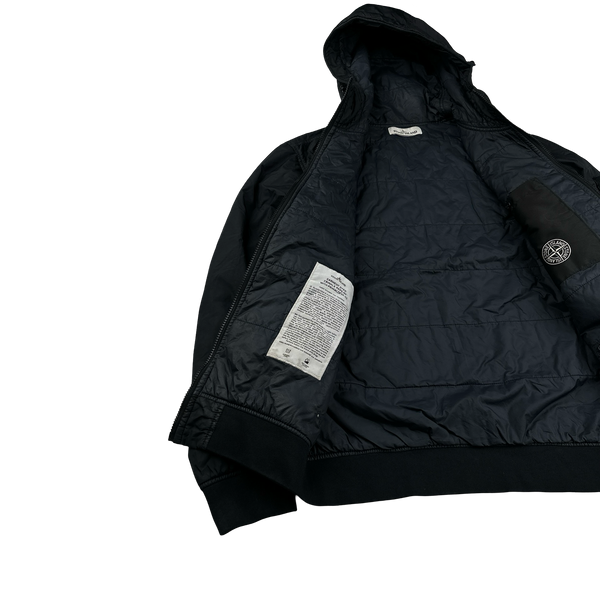 Stone Island 2022 Black Crinkle R-NY Garment Dyed Jacket - Medium