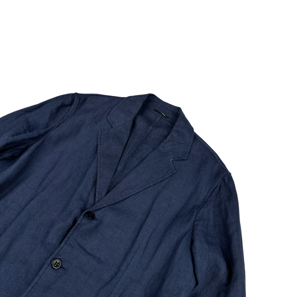 CP Company Navy Lino Flax Buttoned Blazer - XL