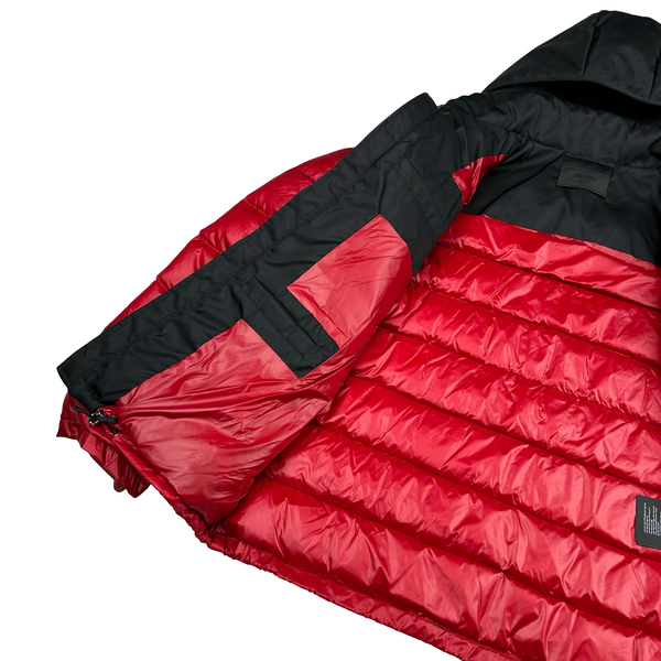 Prada Red Zipped Triangle Logo Puffer Jacket - Medium