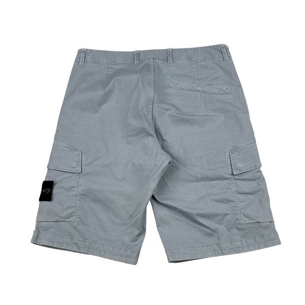 Stone Island 2024 Light Blue Cotton SL Cargo Shorts - 31"