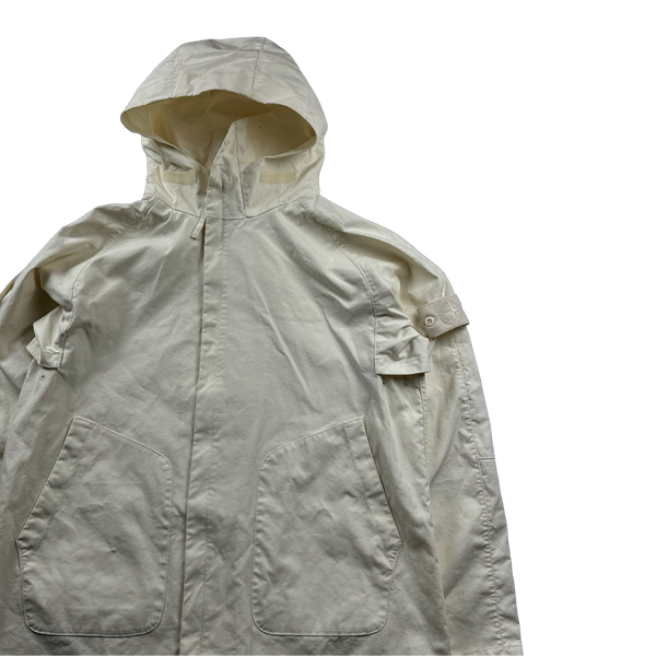 Stone Island 2017 White Ghost Piece Mac Supima 2L Long Jacket - Large