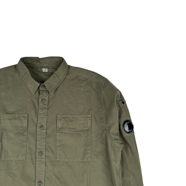 CP Company Khaki Buttoned Lens Viewer Overshirt - Large