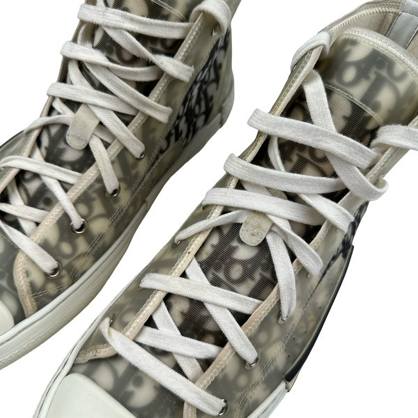 Dior Oblique Monogram High Top White Trainers - UK 9