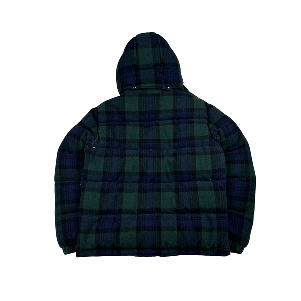 Ralph Lauren Green Nova Check Down Filled Hooded Puffer Jacket - Small