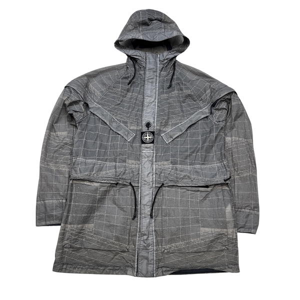 Stone Island 2021 Grey Reflective Grid Lamy TC Jacket - Medium