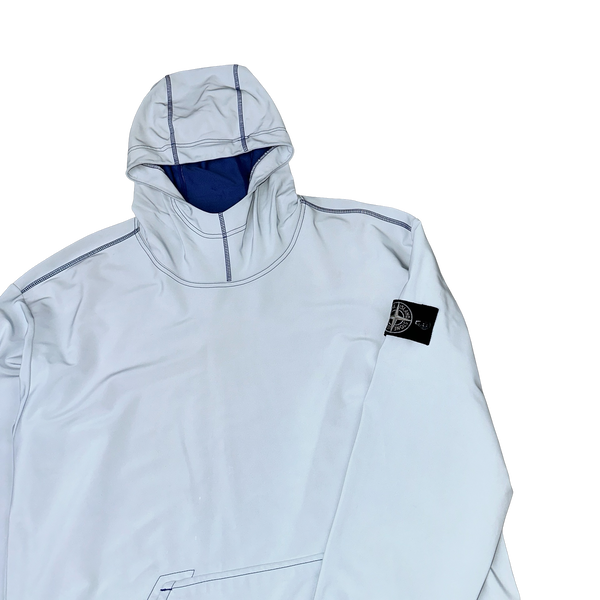 Stone Island 2019 Blue Plated Reflective Hooded Pullover - Large