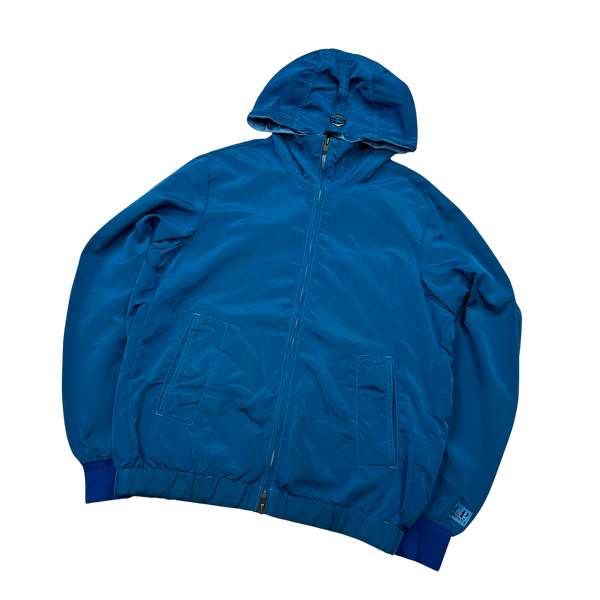 CP Company 2010 Nylon Shimmer Hooded Spellout Jacket - Medium
