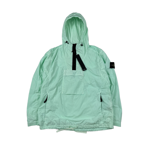 Stone Island 2022 Mint Nylon Quarter Zipped Hooded Smock - Small