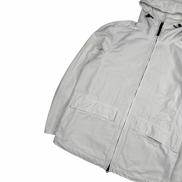 Stone Island 2022 White Batavia Hooded Jacket - Medium