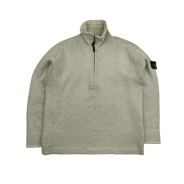 Stone Island 1997 Vintage Cream Ribbed Pullover - Large