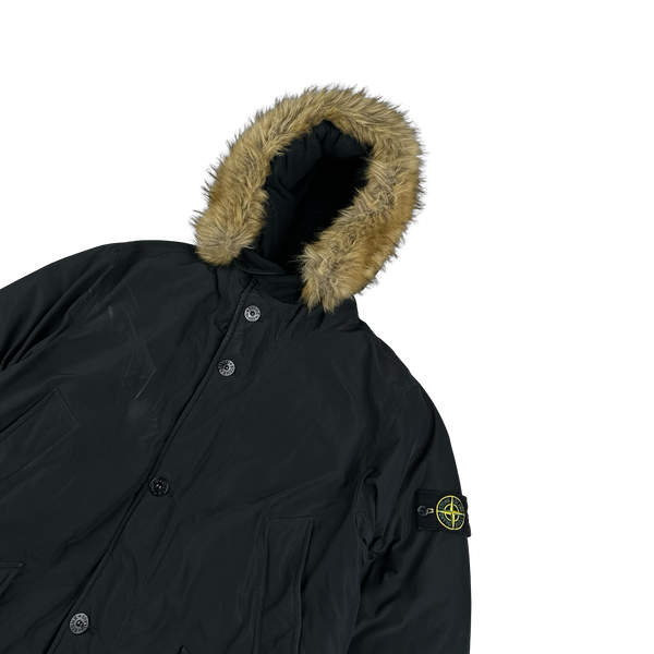 Stone Island 2018 Black Micro Reps Down Filled Parka Jacket - Large