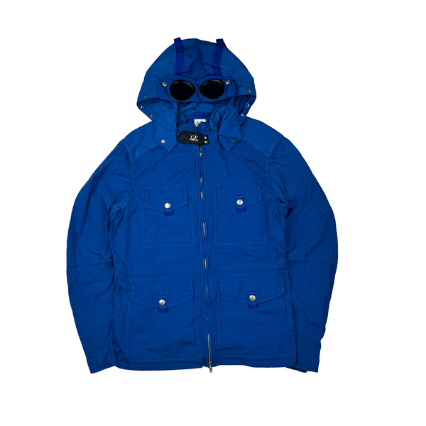 CP Company Blue Chrome Shimmer Goggle Multi Pocket Jacket - Medium