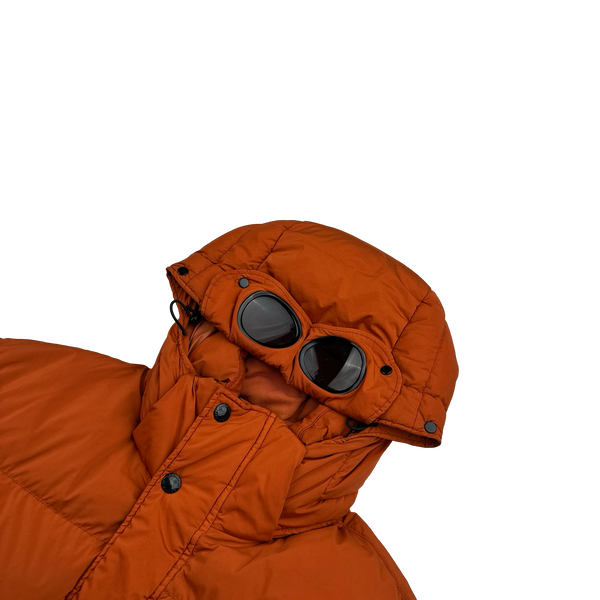 CP Company Burnt Orange Down Filled Nycra Goggle Puffer Jacket - Large
