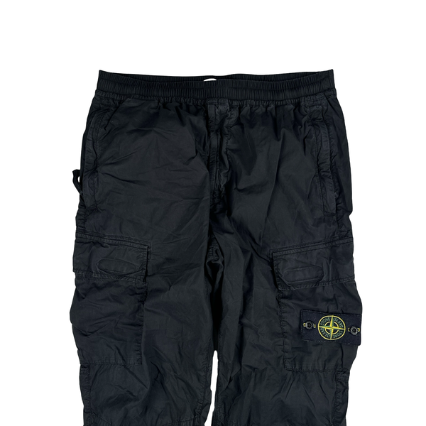 Stone Island 2021 RE-T Black Regular Tapered Cargo Trousers - 32"