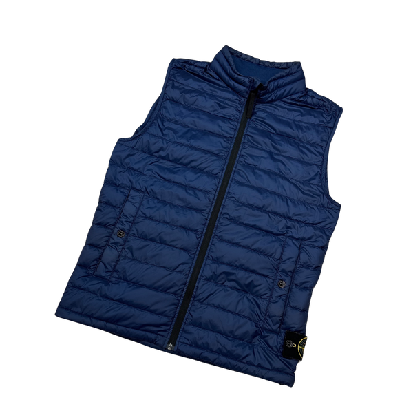 Stone Island Navy Micro Rip Stop Down Gilet - Small