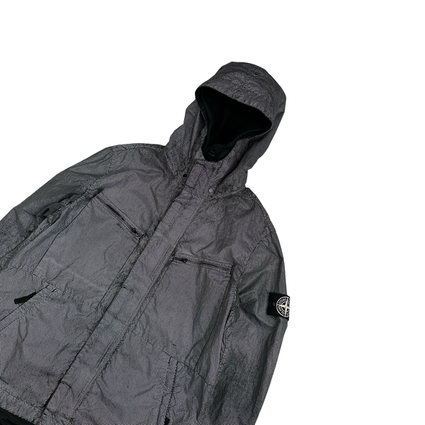 Stone Island 2016 Black Silver Pixel Reflective Hooded Jacket - Large