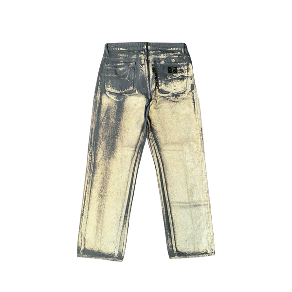 Stone Island x Supreme 2023 Reflective Sprayed Denim Patch Vintage Style Jeans - 34"