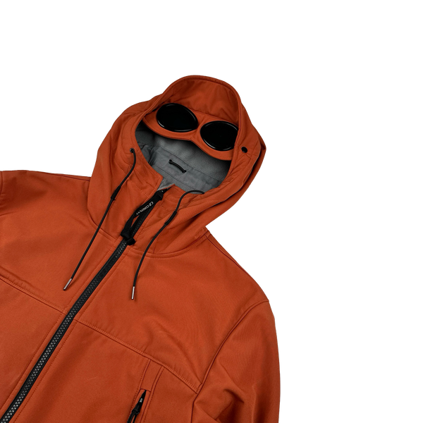 CP Company Burnt Orange Fleece Lined Goggle Soft Shell Jacket - Large