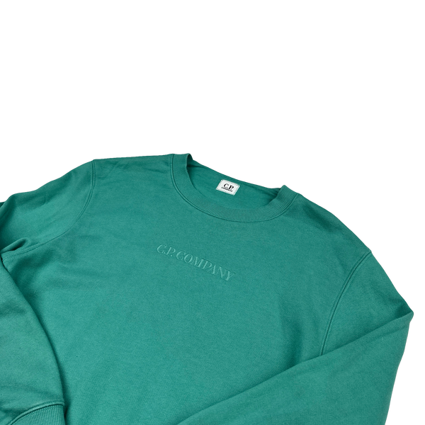 CP Company Teal Spellout Crewneck Sweatshirt - Small
