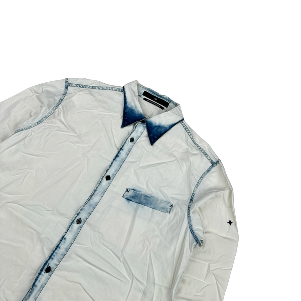 Stone Island Blue Tie Dye White Cotton Buttoned Shirt - XL