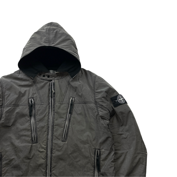 Stone Island Liquid Reflective Silver Fleece Lined Jacket - XL