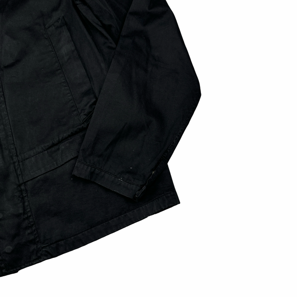 Stone Island 2002 Black Raso Gommato Collared Jacket - Large