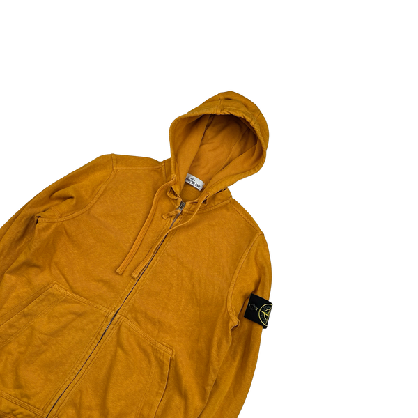 Stone Island 2017 Orange Zipped Cotton Hoodie - Small