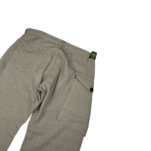 Stone Island 2007 Tan Lino Flax Badge Cargo Trousers - 38”