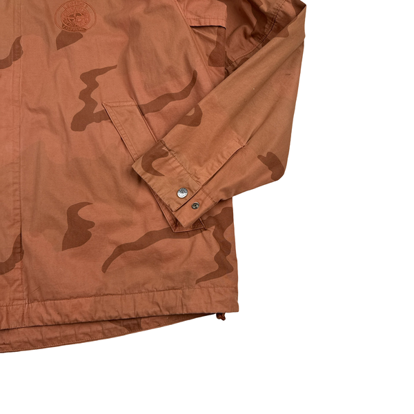 Stone Island Supreme 2019 Orange Brushed Cotton Camo Riot Mask Jacket - Medium