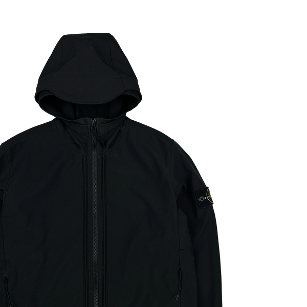 Stone Island 2022 Black Soft Shell R E Dye Tech Jacket - Medium