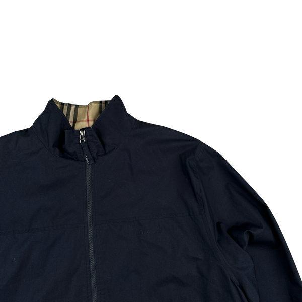Burberry Navy Nova Check Collar Mesh Lined Track Top Jacket - XL