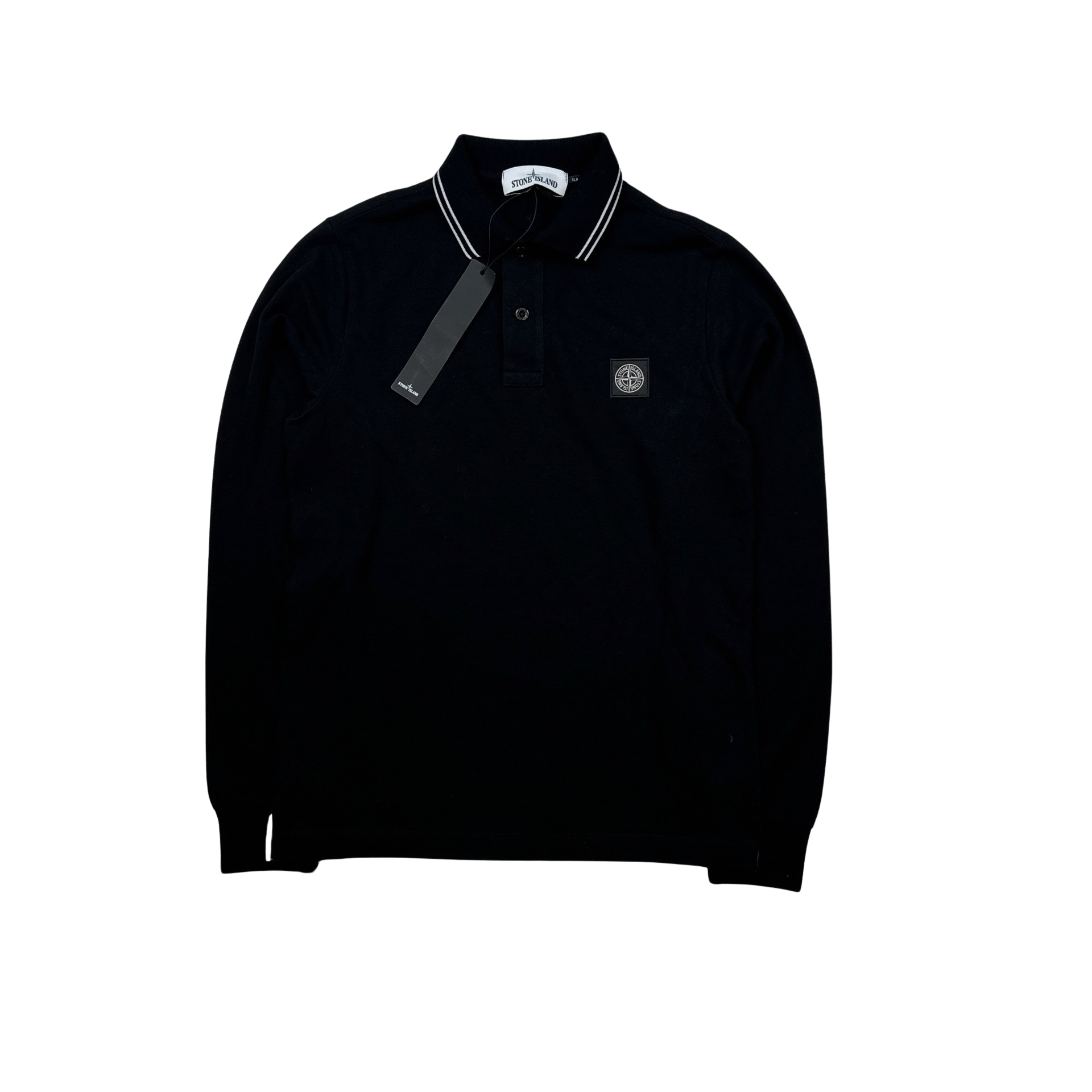 Stone island black deals long sleeve polo