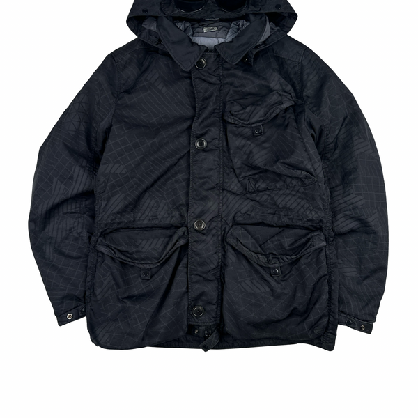 CP Company Black M Bossed Quilted Goggle Jacket - Medium