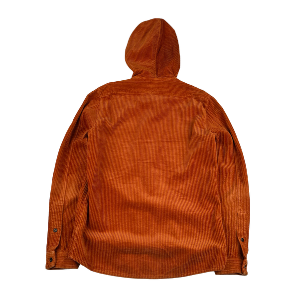 Stone Island 2019 Orange Hooded Corduroy Shirt - Medium