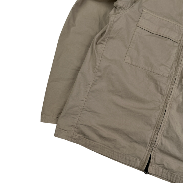 Stone Island 2023 Beige Supima Cotton Twill Zipped Overshirt - Medium