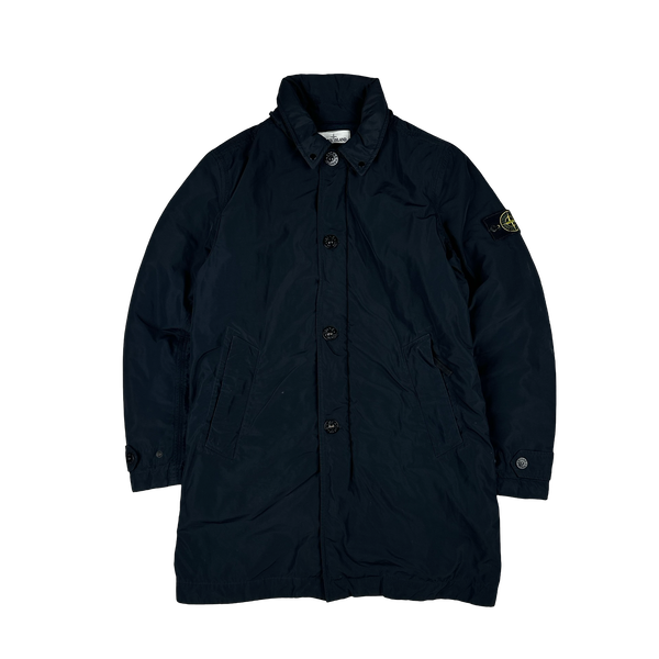 Stone Island Micro Reps Navy Primaloft Lined Long Jacket - Medium