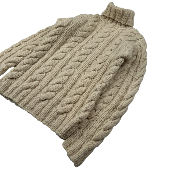 Ralph Lauren Cream Heavy Wool Knit Roll Neck Jumper - Medium