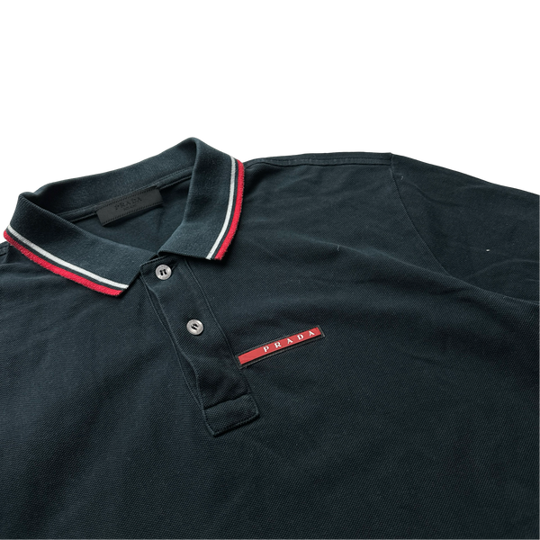 Prada Black Cotton Polo Shirt - Large